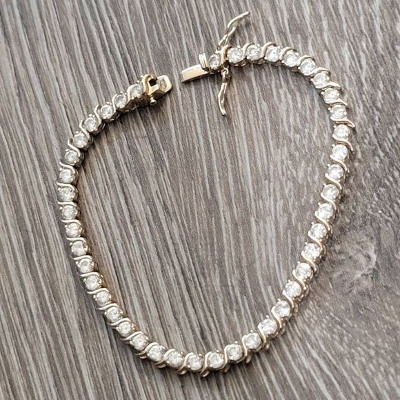 Gold over Sterling tennis bracelet - Picture 2 of 3